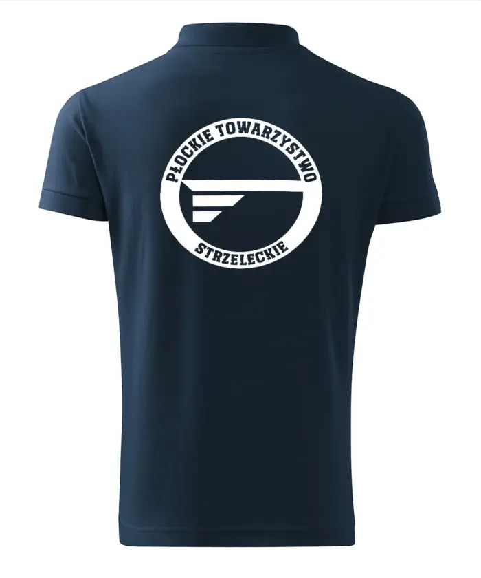tył navy Polo PTS PŁOCK logo tyl