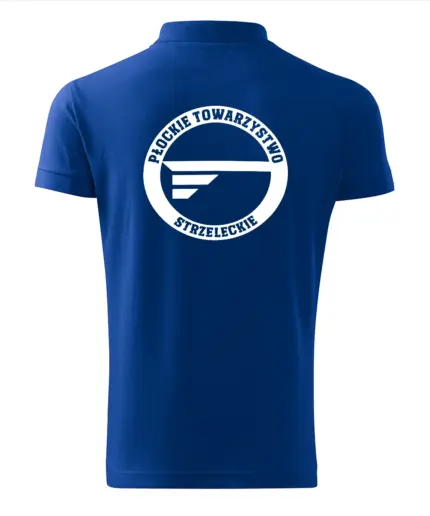 tył royal blue Polo PTS PŁOCK logo tyl